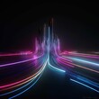© aistock - 3D render of abstract futuristic neon background with glowing ascending lines.Generative AI
