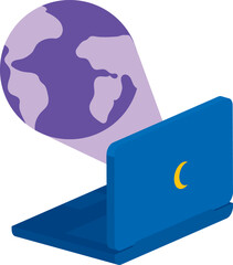 Poster - laptop with world planet