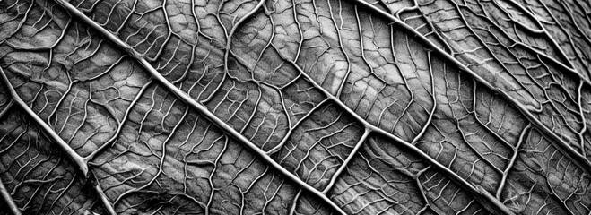 Poster - Abstract macro leaf patterns monochrome background. High resolution black and white image