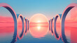 © MdMaruf - 3d rendering, abstract panoramic background. Generative Ai