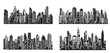 City set, Skyscrapers hand drawn sketch illustration