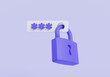 © Nostagrams - Padlock with password icon. Password security access, locked padlock, Data protection, private access icon, safety, keyhole, personal privacy protection. Security concept. 3d rendering illustration