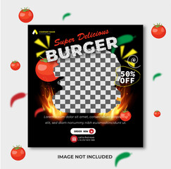 Wall Mural - Super delicious burger social media post design