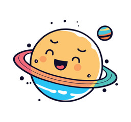 Sticker - A cute saturn planet smiling