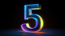 Number 5 Made From Neon Light. Generative Ai