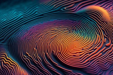 background colorful spiral ridges finger print like created with Generative AI technology