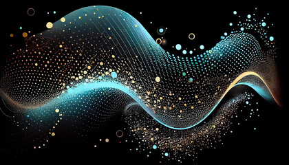 Poster - digital background of abstract waves from lines. Generative AI, Generative, AI