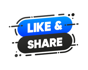 Poster - Like and Share banner. The thumbs up. Social media concept. Button Icon of Social Media. Vector illustration.