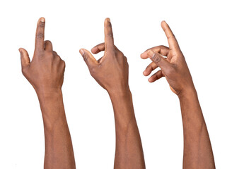 set of hands touching or pointing isolated on white or transparent background, gesture for a smart p