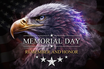 Wall Mural - Memorial day. American white headed eagle, the symbol of America, with the flag. Patriotic symbols of the United States of America. Generative AI.