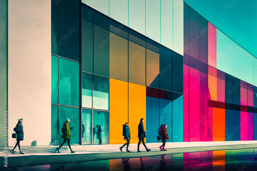 Photo inspiration: Picture Idea: A Row Of Minimalist Buildings With Their Reflections Visible In