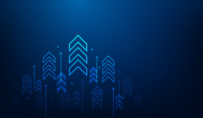 Wall Mural - business arrow up growth line technology on dark blue background.business investment to success. financial data graph strategy.market chart profit money. vector illustration hi-tech.