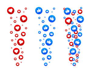 Poster - Flying like icons. Thumb up. Many signs. Social media concept. Marketing for Business and Advertising. Vector illustration.
