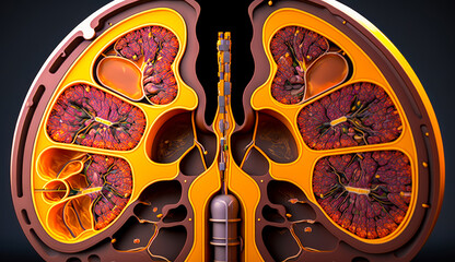 Wall Mural - Medical model of the lungs is shown. Generative AI.