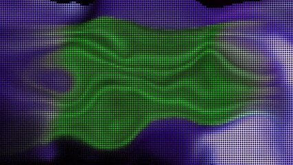 Poster - Green glitch tv screen. Motion. Flickering particles forming colorful stains.