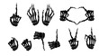 set of human skeleton hand poses