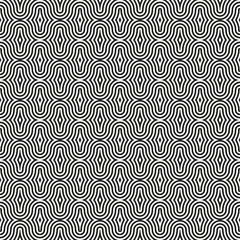 Black and White Concentric Ogees Seamless Vector Repeat Pattern