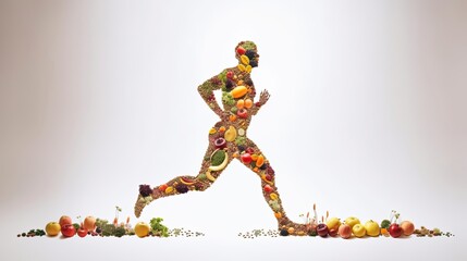 human body silhouette made of healthy food. generative ai