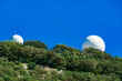 Two radar domes on the Gibraltar Rock in Gibraltar, UK