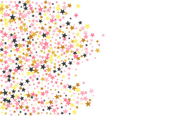 Wall Mural - Festive black pink gold starburst scatter texture. Little starburst spangles xmas decoration particles. Baby shower star burst illustration. Spangle particles poster decor.