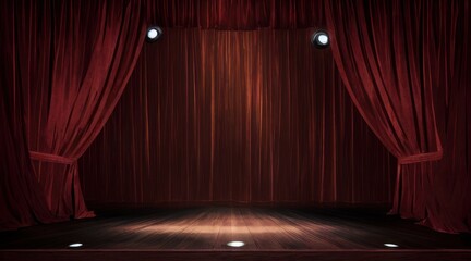 Wall Mural - Magic theater stage red curtains. Show concept. AI generated, human enhanced