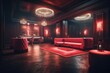 Red Interior of luxury nightclub, restaurant. Lounge bar. AI generated, human enhanced