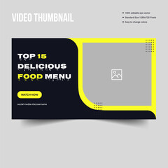 Wall Mural - restaurant food menu youtube video thumbnail banner template, delicious food video cover banner desi