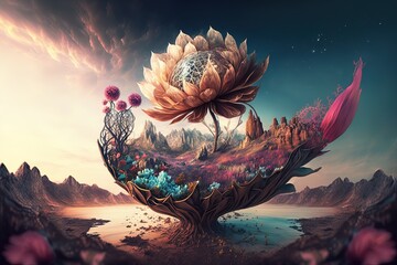 Aufkleber - Fantastical Dreams Blooming Upon an Everlasting Horizon Generative AI