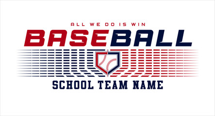 Baseball team design isolated on white background. School spirit shirts sport fan emblem. For print or cut (Cricut, Silhouette). 
 