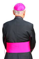 rear portrait of a catholic bishop's cassock. religion, catholic church. png transparent background