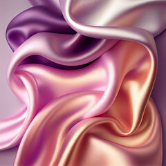 Blush and lavender silk satin, abstract elegant background for design, color gradient, silky smooth fabric, Generative AI