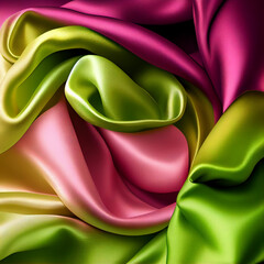 Rose and olive silk satin, abstract elegant background for design, color gradient, silky smooth fabric, Generative AI