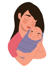 Wall Mural - Mother and child embracing