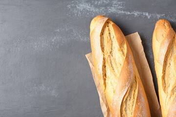 two freshly baked loaves, freshly baked bread on a stone table