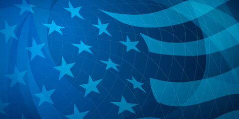 Wall Mural - USA independence day abstract background with elements of the american flag in blue colors