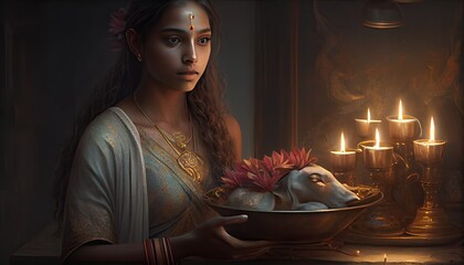 Canvas Print - Diwali the triumph of light and kindness Hindu festival of lights celebration Diya oil lamps 24th October