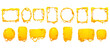 Cheese melt frames and borders of yellow sauce drips, vector Cheddar, Parmesan or Mozzarella. Cheese melting frames and borders of yellow cartoon cheesy flows for picture or photo background