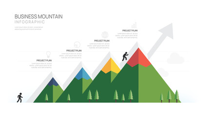 Infographic Business arrow growth design template. Business Mountain concept with 4 steps