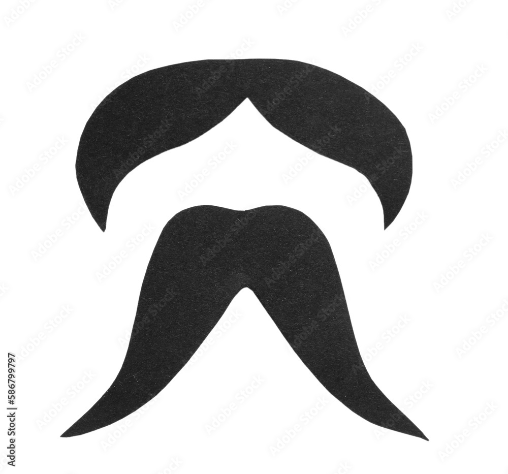 Paper mustaches isolated on white background