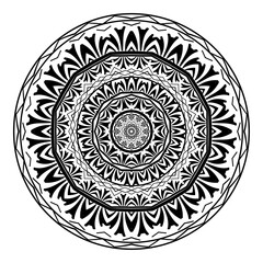 Wall Mural - Monochrome mandala design. Anti stress coloring page for adults. Hand drawn vector illustration