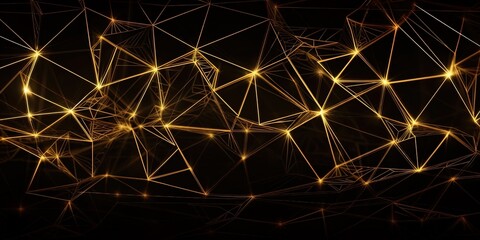 Poster - Gold Gradient Digital Polygons: A Network Grid Fusion background wallpaper in 8K created with generative ai technology