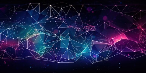 Wall Mural - Blue purple Gradient Digital Polygons: A Network Grid Fusion background wallpaper in 8K created with generative ai technology