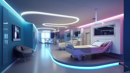 Step into the future of healthcare with this innovative technology, showcased in a modern hospital interior. Created by AI, this image is sure to inspire and captivate.