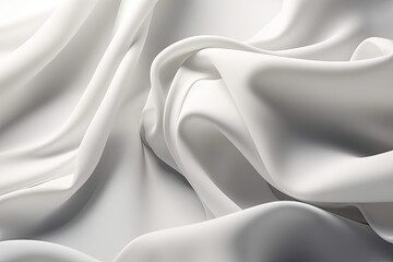 Poster - white fabric with elegant draping and flowing waves. Generative AI