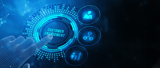 Business, Technology, Internet and network concept. Shows the inscription: CUSTOMER ENGAGEMENT. 3d illustration