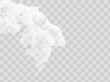 © luda - Beer foam isolated on transparent background. White soap froth texture with bubbles, seamless border, foamy frame. Sea or ocean wave, laundry cleaning detergent spume, realistic 3d vector illustration