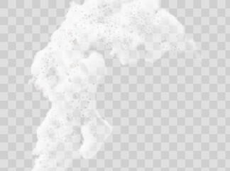 beer foam isolated on transparent background. white soap froth texture with bubbles, seamless border
