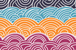 Waves in tropical colors and asian patterns, banner for Asian American and Pacific Islander Heritage Month (APAHM) in may