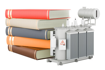 Poster - books with transformer oil, 3d rendering