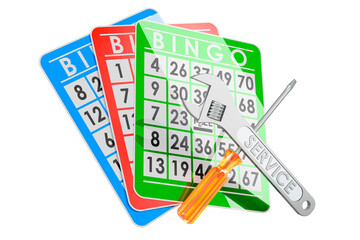 Poster - Bingo cards with screwdriver and wrench, 3D rendering